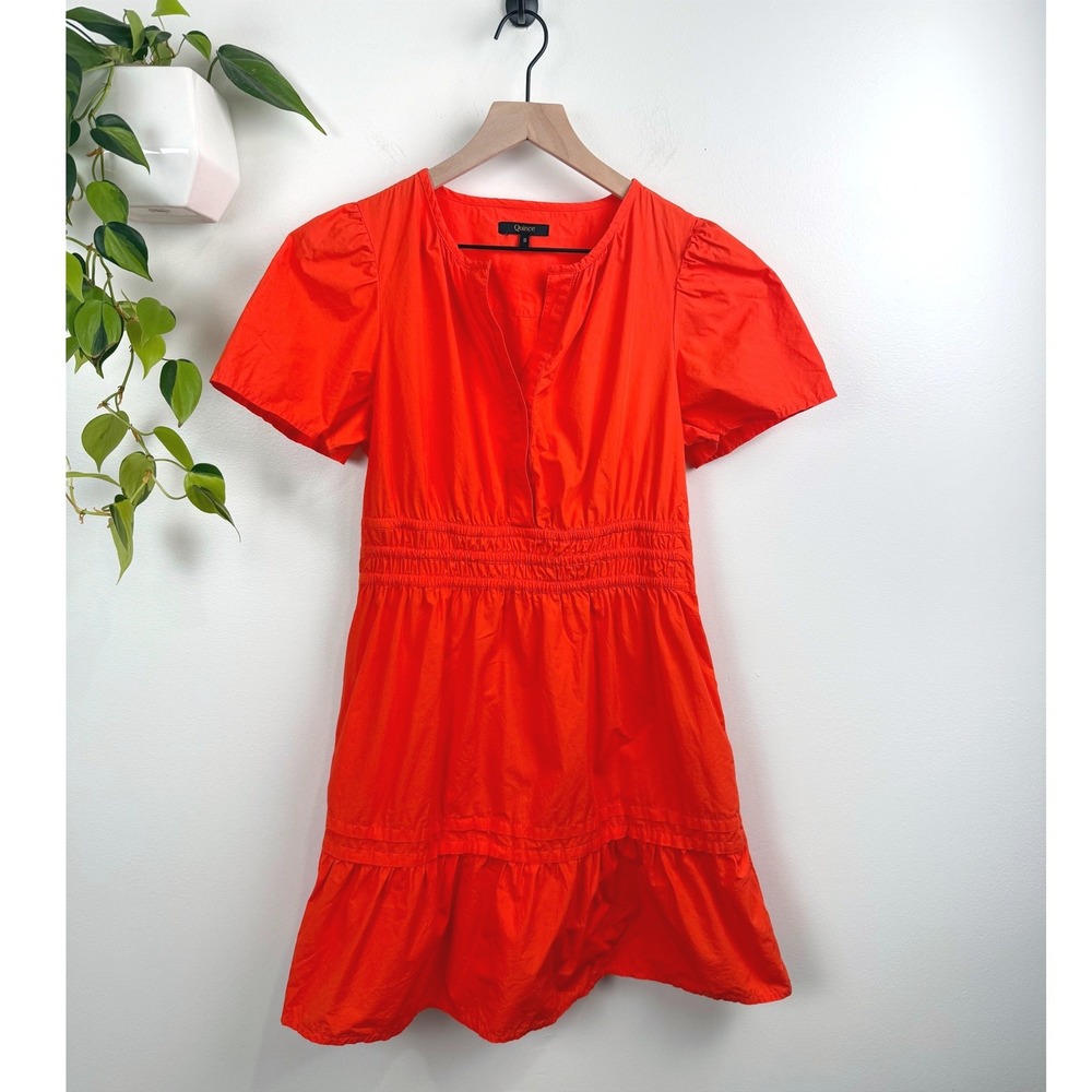 Quince Bright Red Short Sleeve Mini Dress
